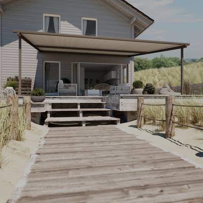 Landhaus am Strand mit Sonnenstorre