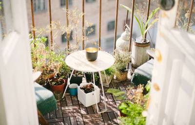 Balkon, Pflanzen, Tisch
