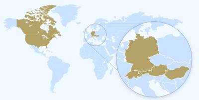 Carte du monde avec la localisation active de STOBAG